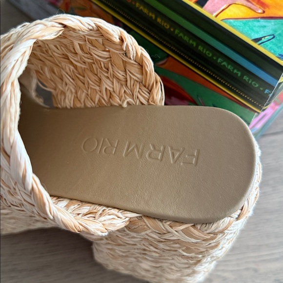 Farm Rio natural braided raffia platform shoes. - Picture 2 of 7